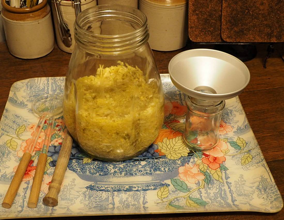 Sauerkraut finished fermenting, ready to be jarred